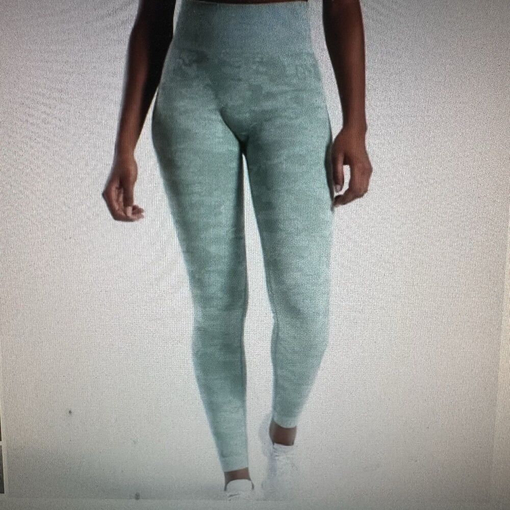 Gymshark Seamless Leggings Gym Activewear Yoga Green Camo Womens X-Large